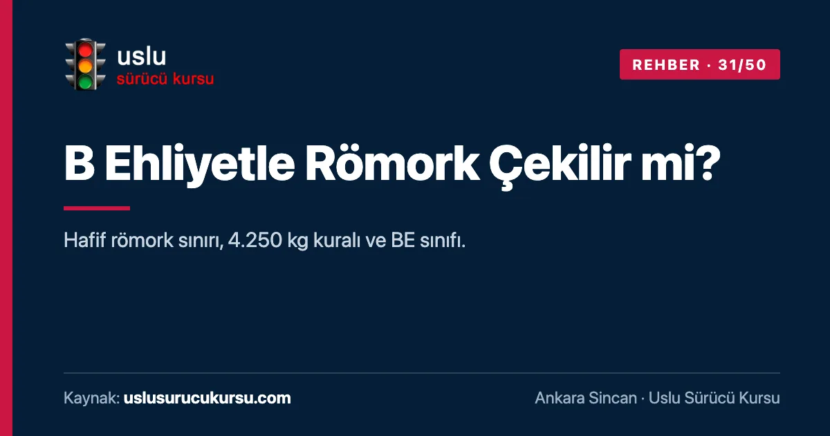 B Ehliyetle Römork Çekilir mi?: Ankara Sincan Uslu Sürücü Kursu ehliyet rehberi görseli